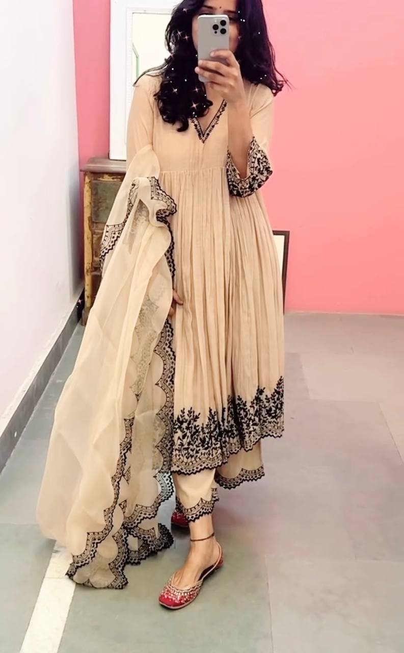 Krishi Designer Georgette Embroidery Kurti With Bottom Dupatta Wholesale Price In Surat